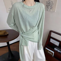 Women Extended Sleeves Wrap Top