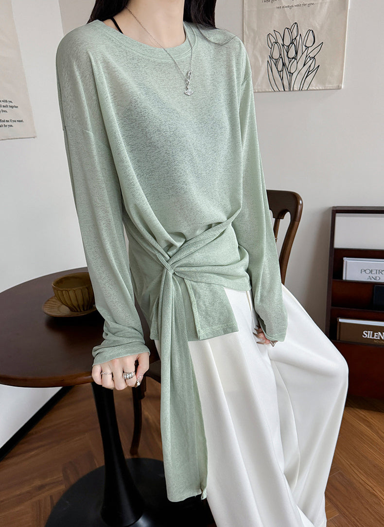 Women Extended Sleeves Wrap Top