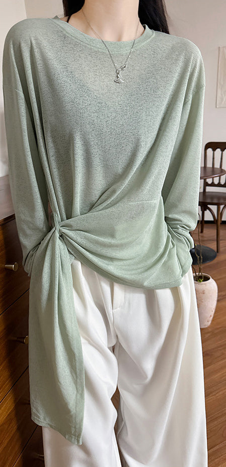 Women Extended Sleeves Wrap Top