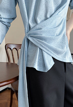 Women Extended Sleeves Waist Tie-Ups Crepe Wrap Top