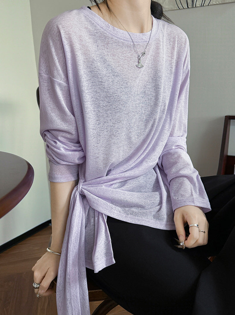Women Solid Extended Sleeves Longline Top
