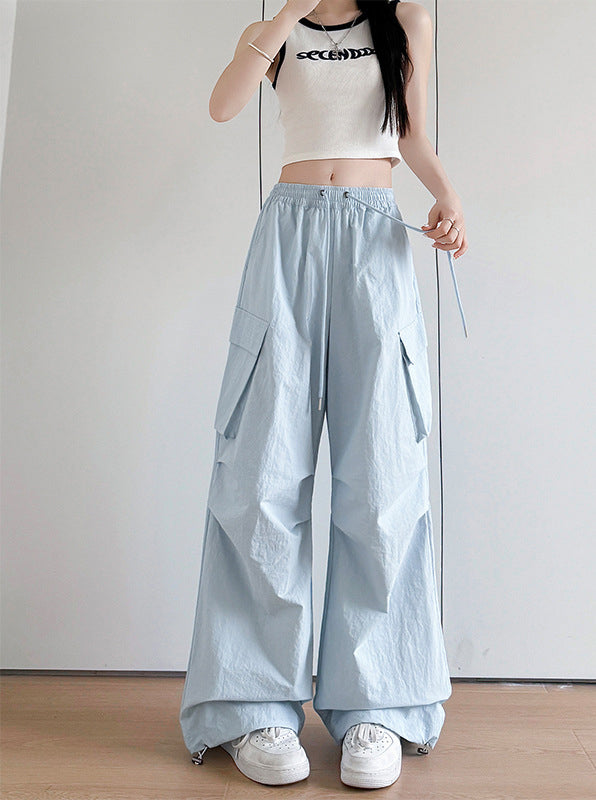 Women Loose Fit High-Rise Pleated Cargos