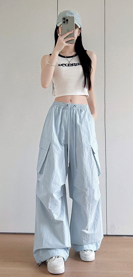 Women Loose Fit High-Rise Pleated Cargos