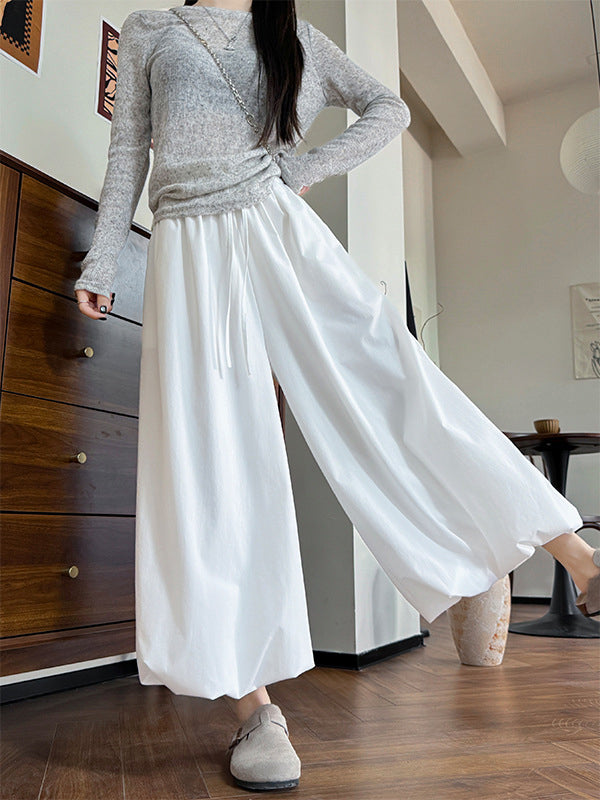 Women Solid  Loose Fit Pleated Culottes Trousers