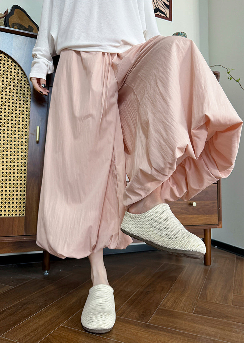 Women Loose Fit Easy Wash Pleated Culottes Trousers