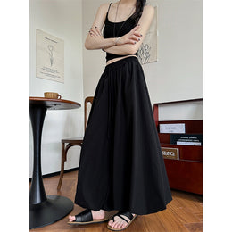 Women Solid Loose Fit Easy Wash Pleated Culottes Trousers