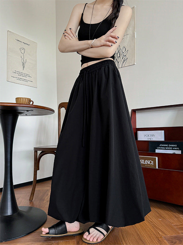 Women Solid Loose Fit Easy Wash Pleated Culottes Trousers
