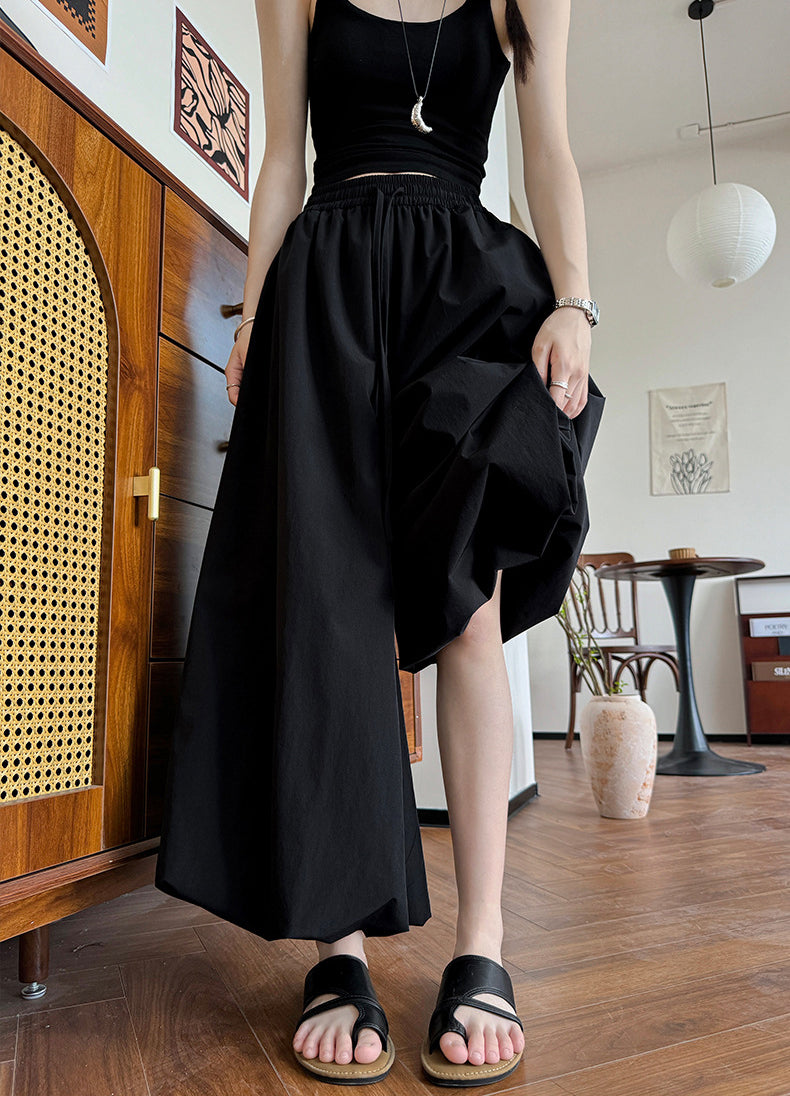 Women Solid Loose Fit Easy Wash Pleated Culottes Trousers