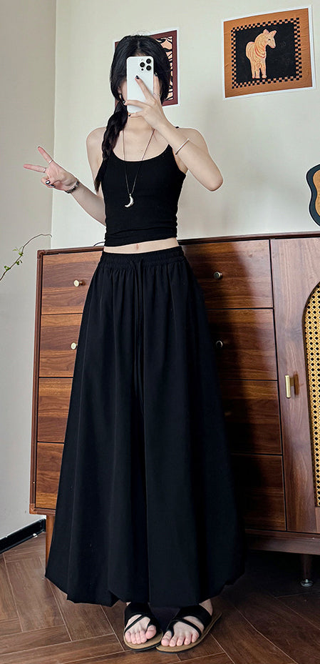Women Solid Loose Fit Easy Wash Pleated Culottes Trousers
