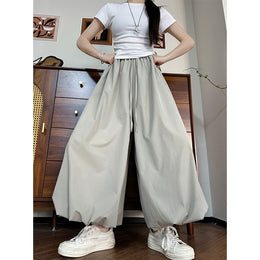 Women Loose Fit Easy Wash Pleated Culottes Trousers
