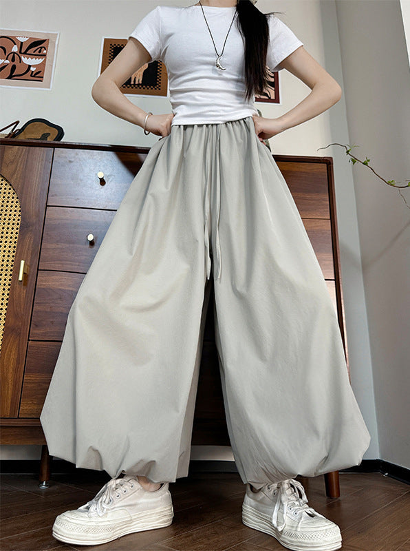 Women Loose Fit Easy Wash Pleated Culottes Trousers