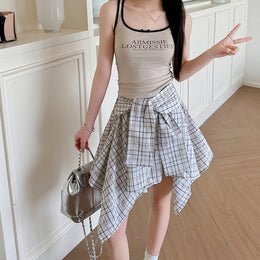 Checked A-Line Mini Skirt