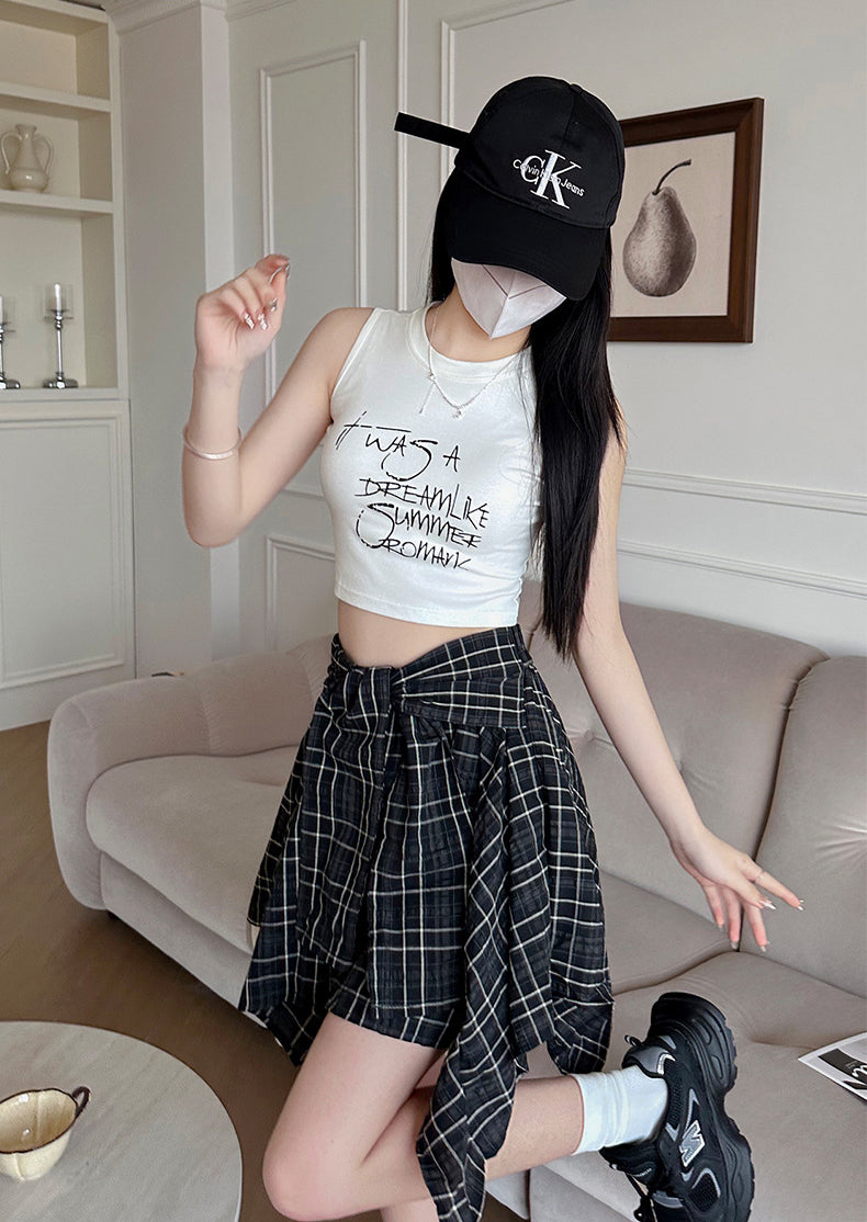 Checked A-Line Mini Skirt