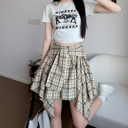 Checked A-Line Skirt