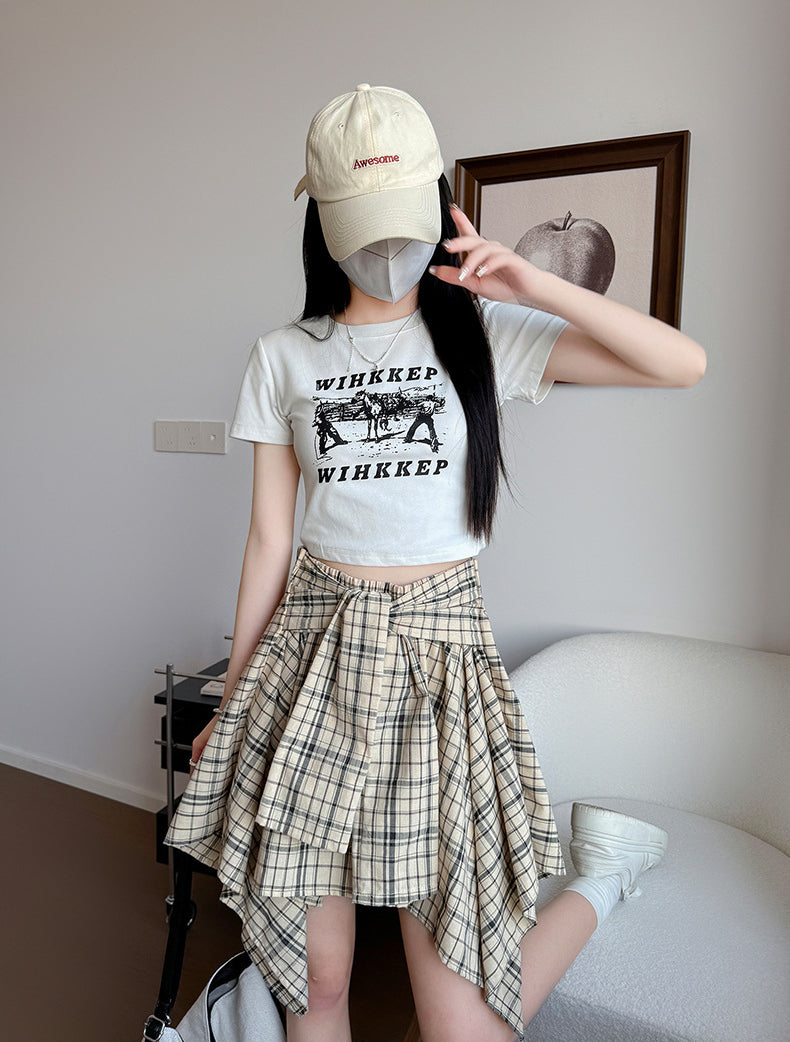 Checked A-Line Skirt