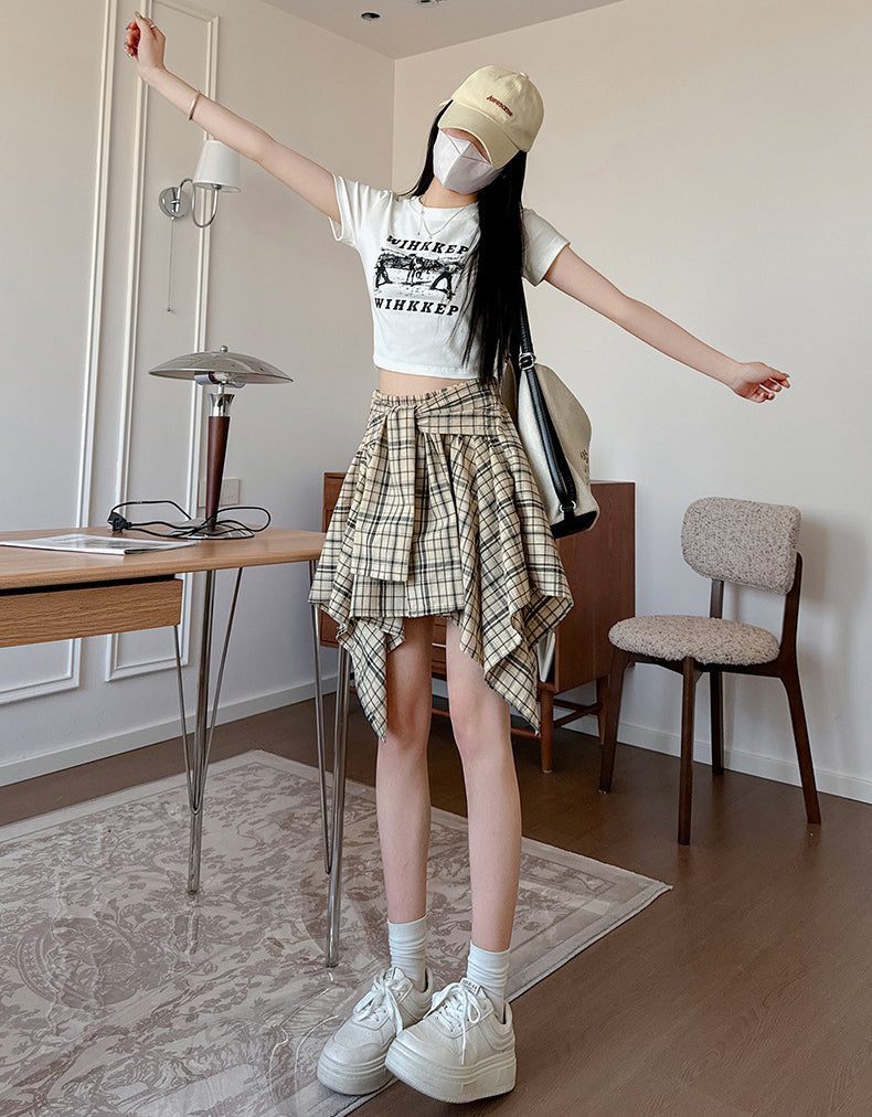 Checked A-Line Skirt