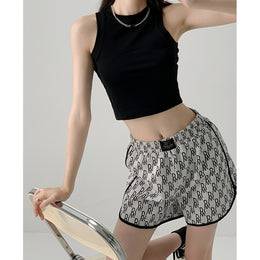 Women Solid Black Tank Crop Top