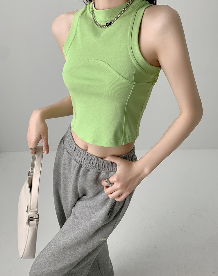 Women Solid Tank Crop Top