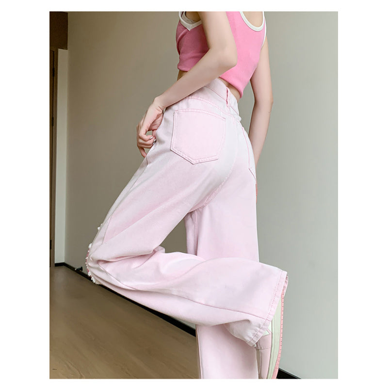 Women Flared Slash Knee Jeans