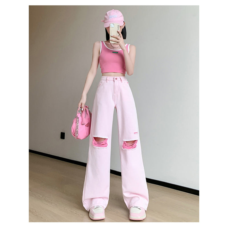 Women Flared Slash Knee Jeans