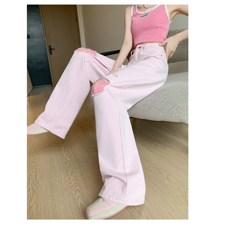 Women Flared Slash Knee Jeans
