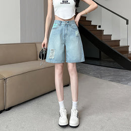 Women Washed Ripped Denim Shorts