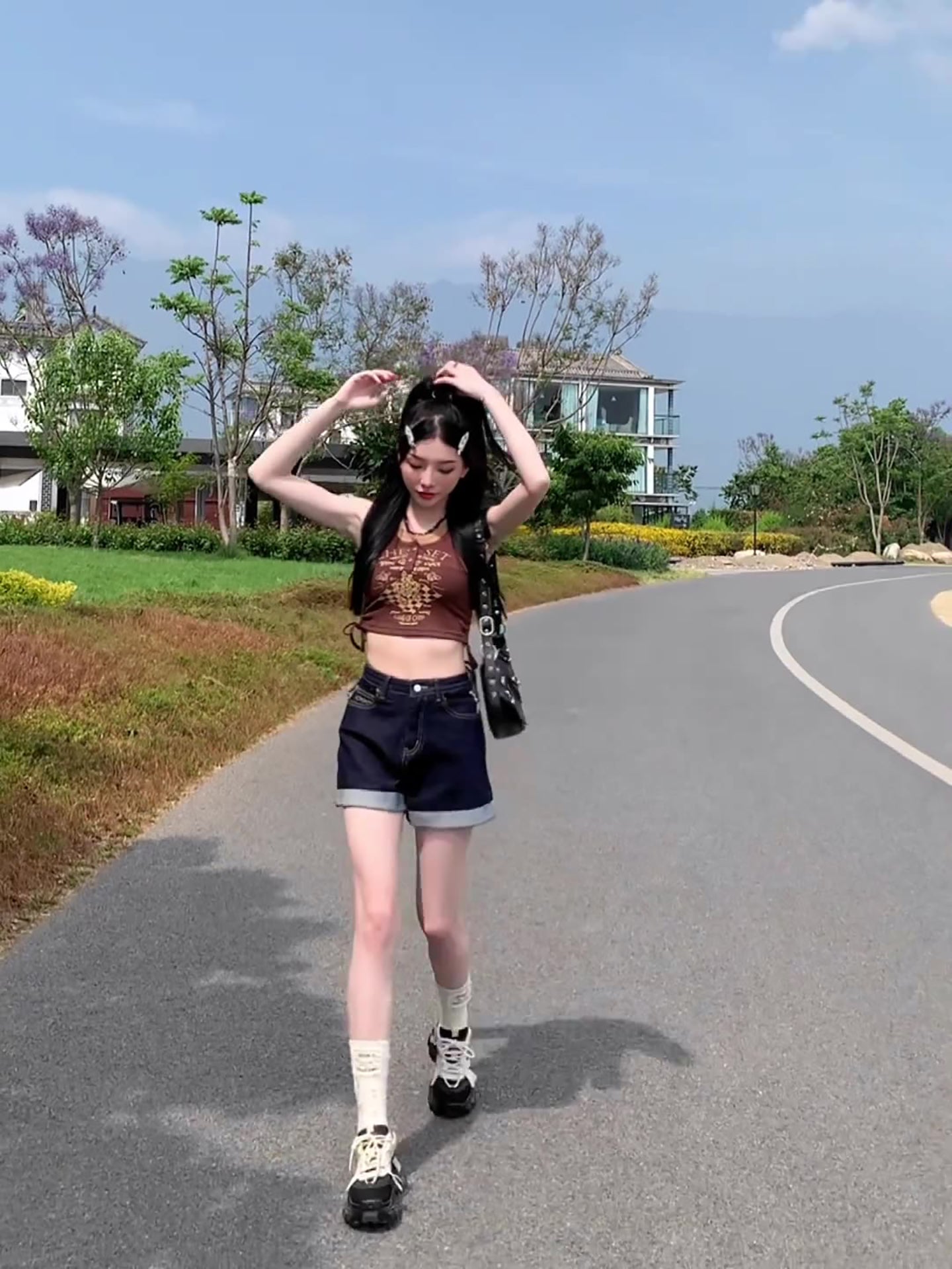 Women Mid-Rise Cotton Denim Shorts