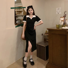 Shirt Collar T-shirt Midi Dress