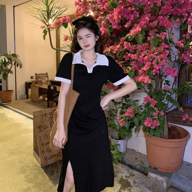Shirt Collar T-shirt Midi Dress