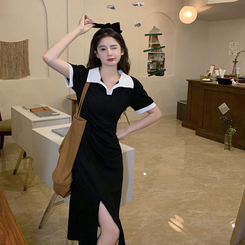 Shirt Collar T-shirt Midi Dress