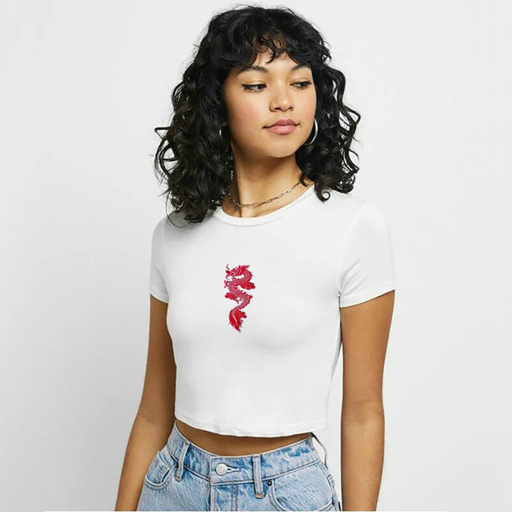 Women Drop-Shoulder Sleeves Pockets Slim Fit T-shirt