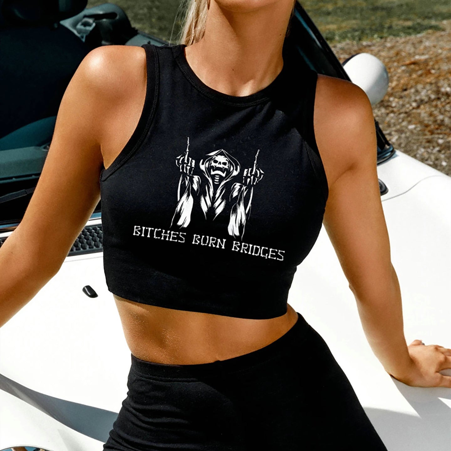 Women Typography Printed Round Neck Cotton Top