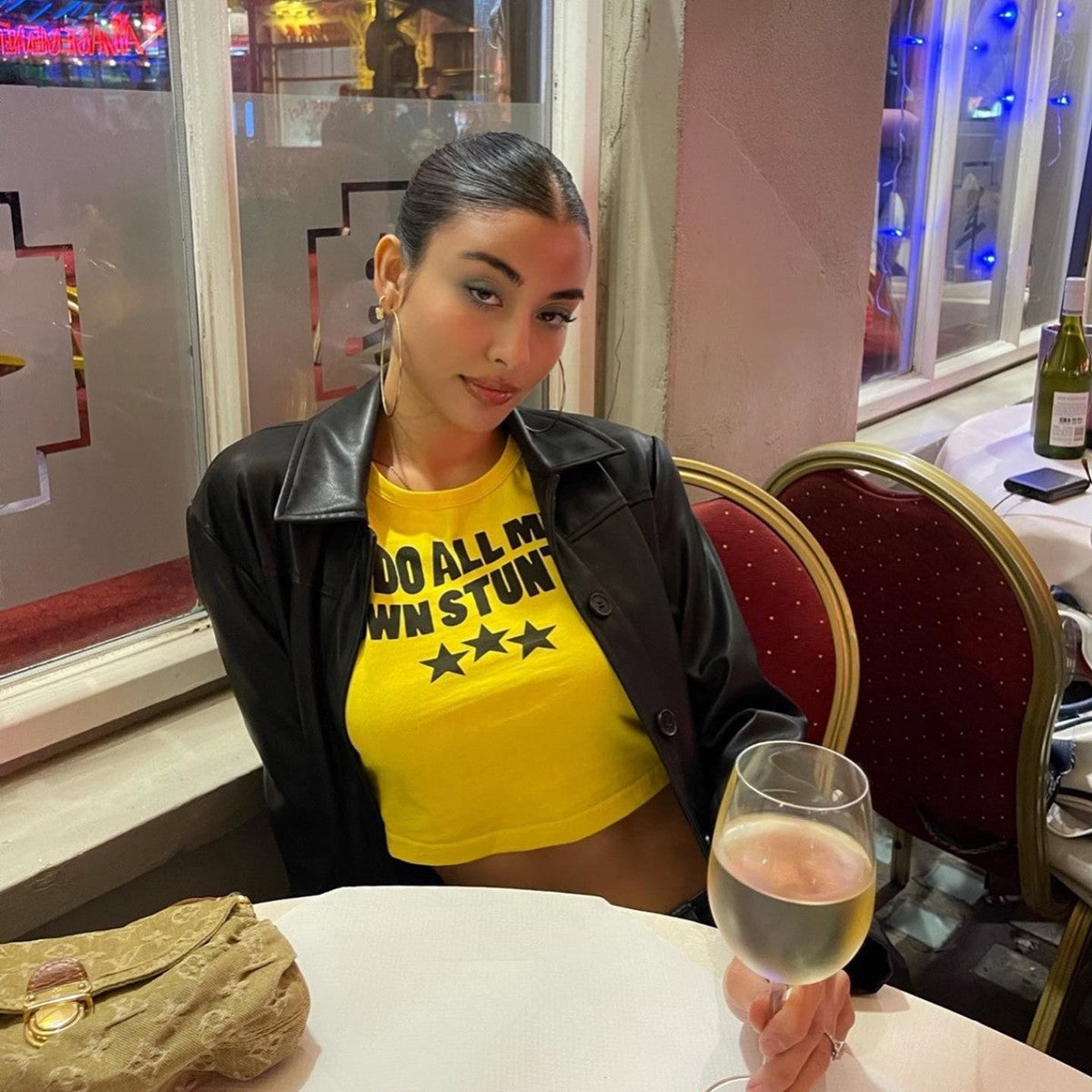 Typography Printed Round Neck Crop Top