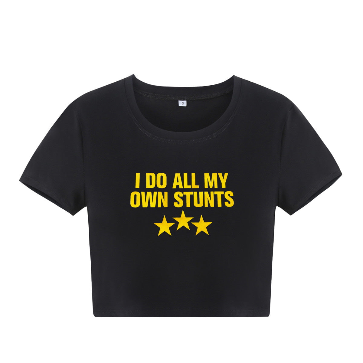 Typography Printed Round Neck Crop Top