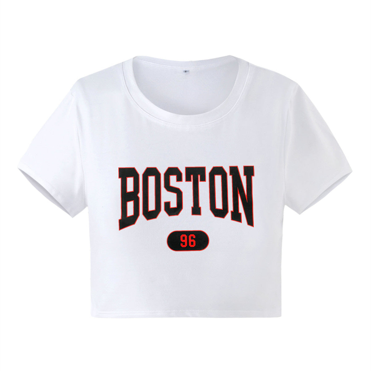 Typography Printed Round Neck Crop Top
