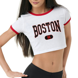 Typography Printed Round Neck Crop Top