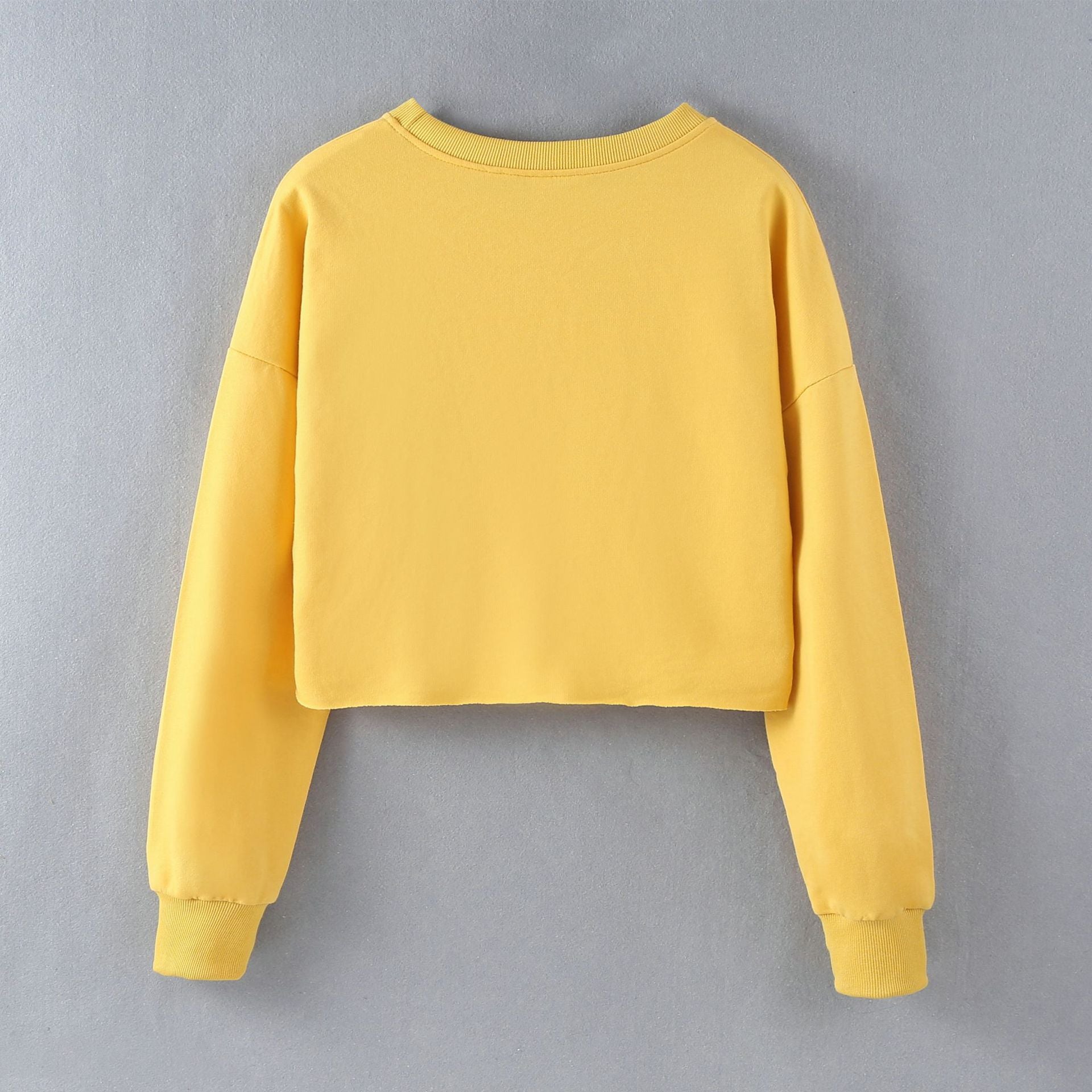 Women Typography Printed Round Neck Crop Sweatshirt