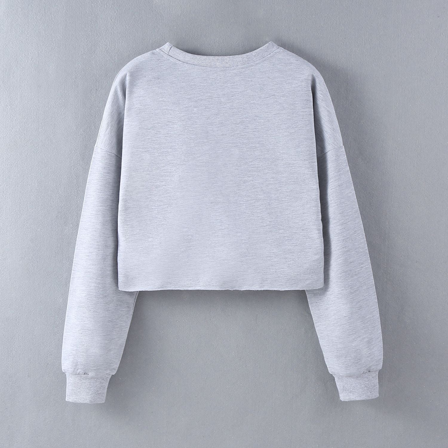 Women Typography Printed Round Neck Crop Sweatshirt