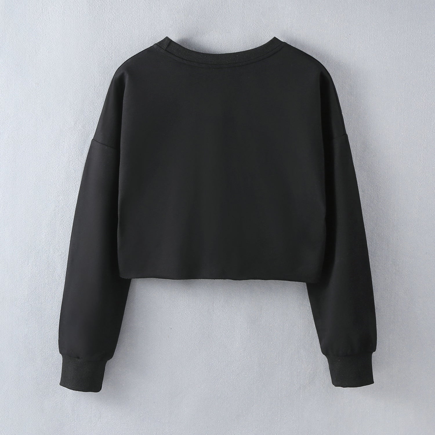 Women Typography Printed Round Neck Crop Sweatshirt