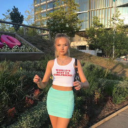 Typography Printed Sleeveless Tank Crop Top