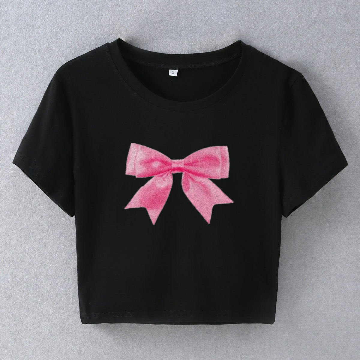Graphic Printed Round Neck Crop Top