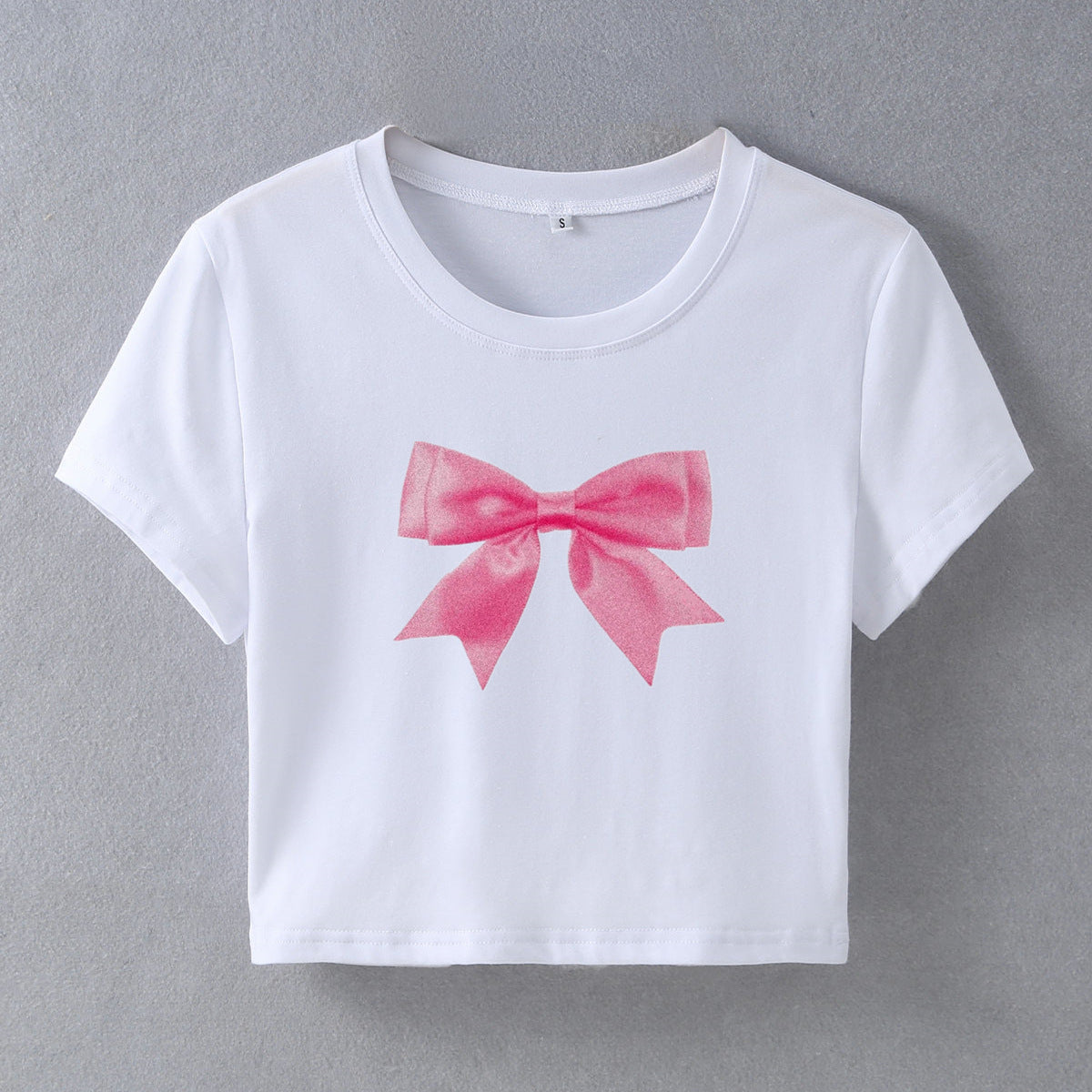 Round Neck Graphic Printed Crop Top