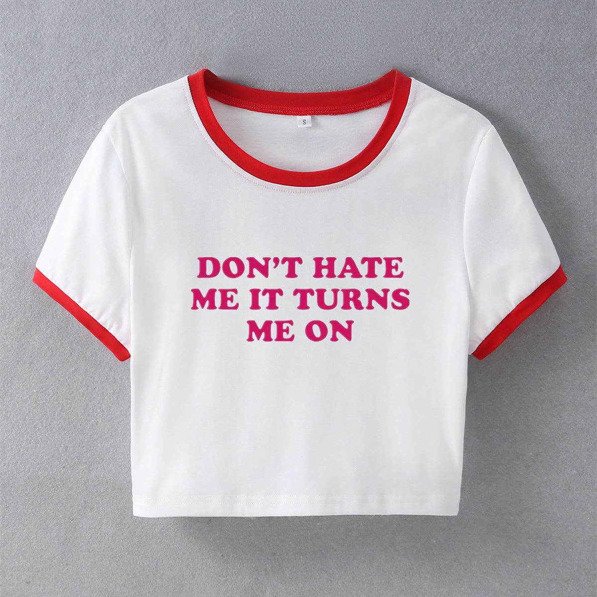 Typography Printed Round Neck Crop Top