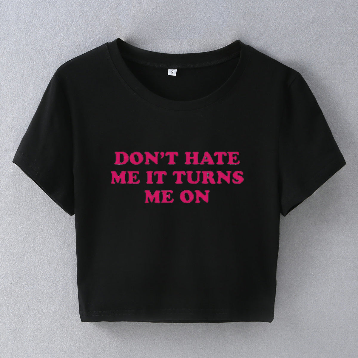 Typography Printed Round Neck Crop Top