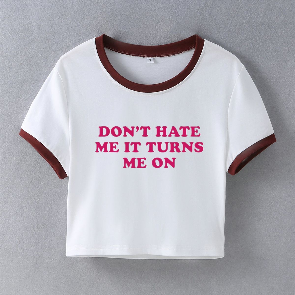 Typography Printed Round Neck Crop Top