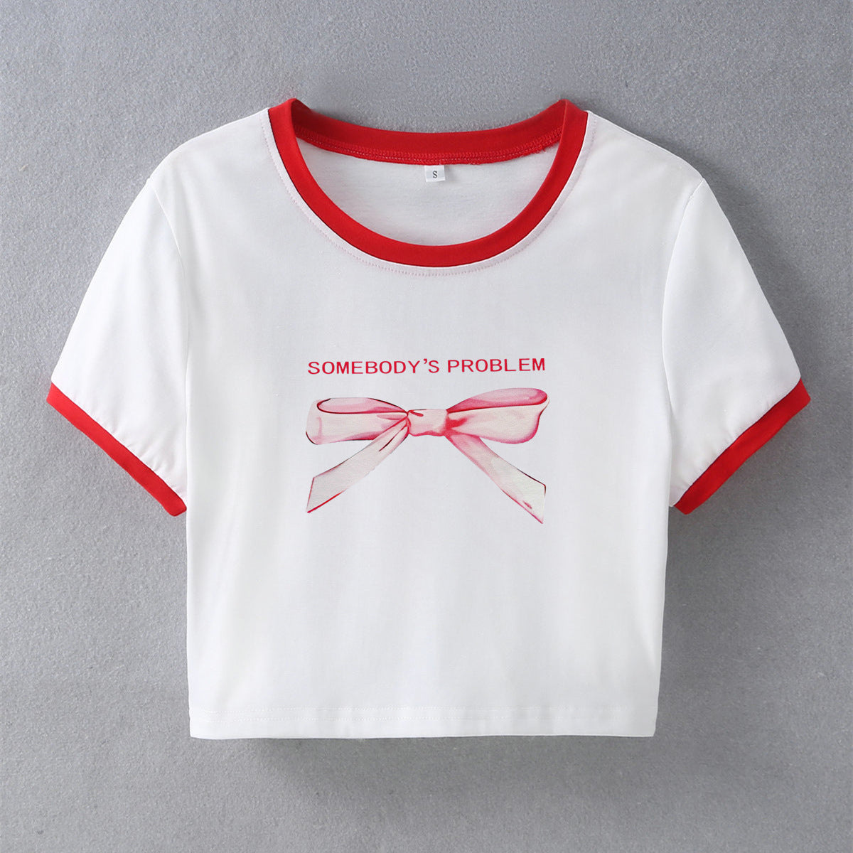 Typography Printed Round Neck Crop Top
