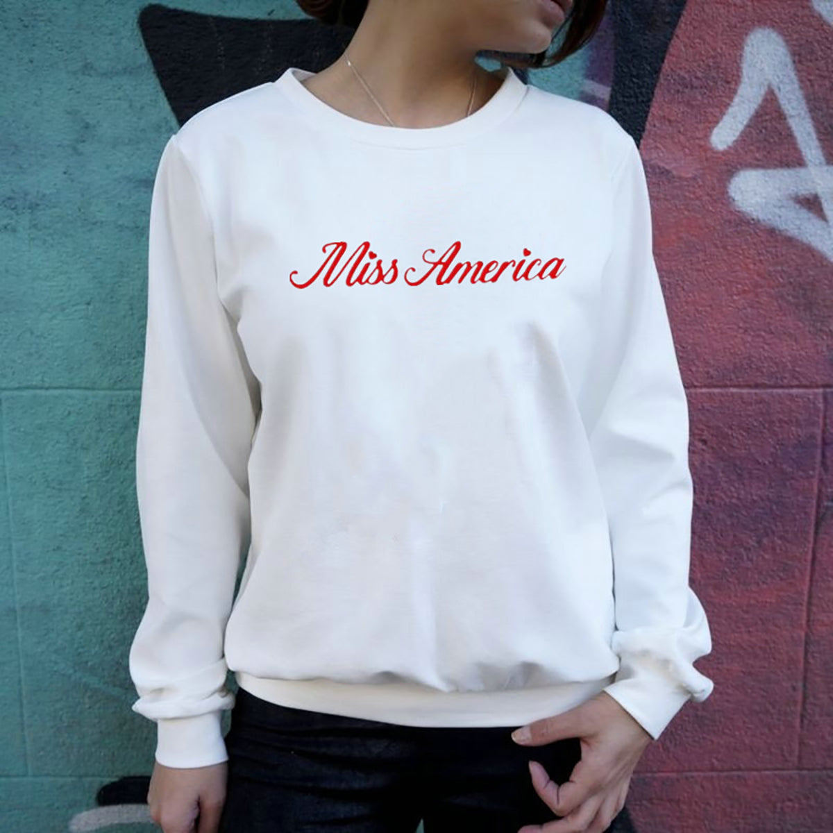 Women Typography Printed Cotton Round Neck Long Sleeves Top