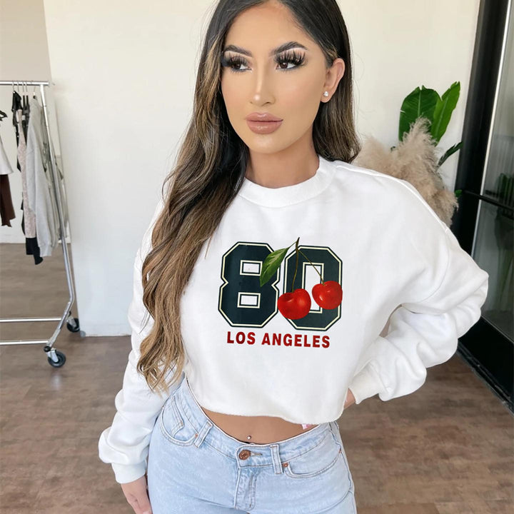 Women Typography Printed Crop Sweatshirt