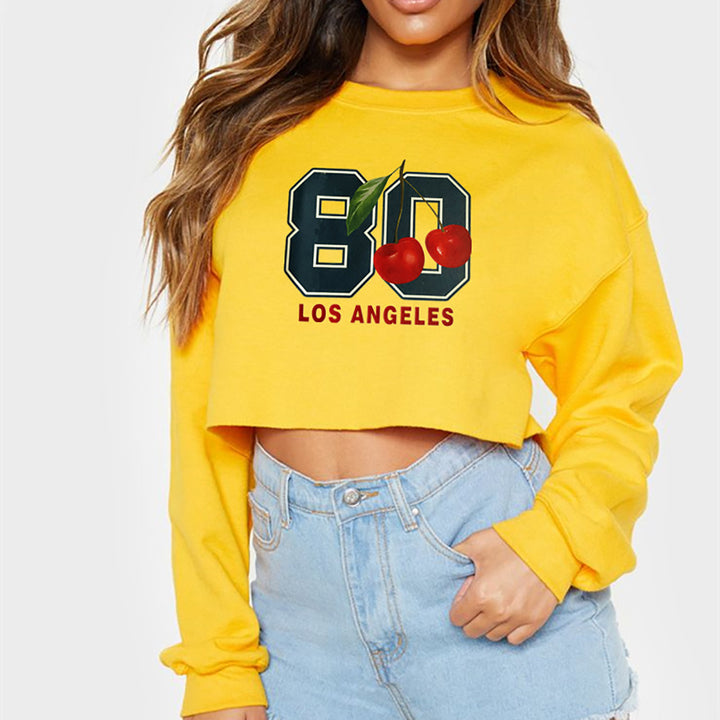 Women Typography Printed Crop Sweatshirt