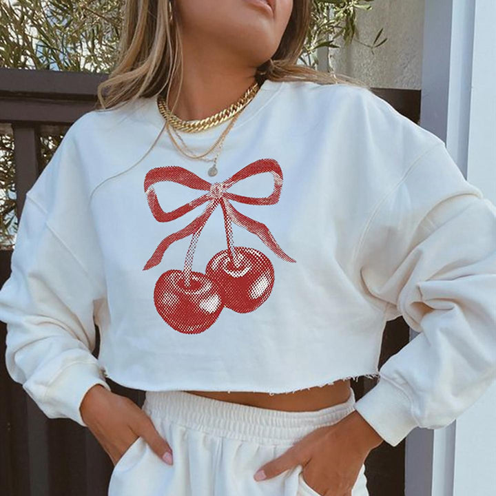 Women Graphic Printed Crop Sweatshirt
